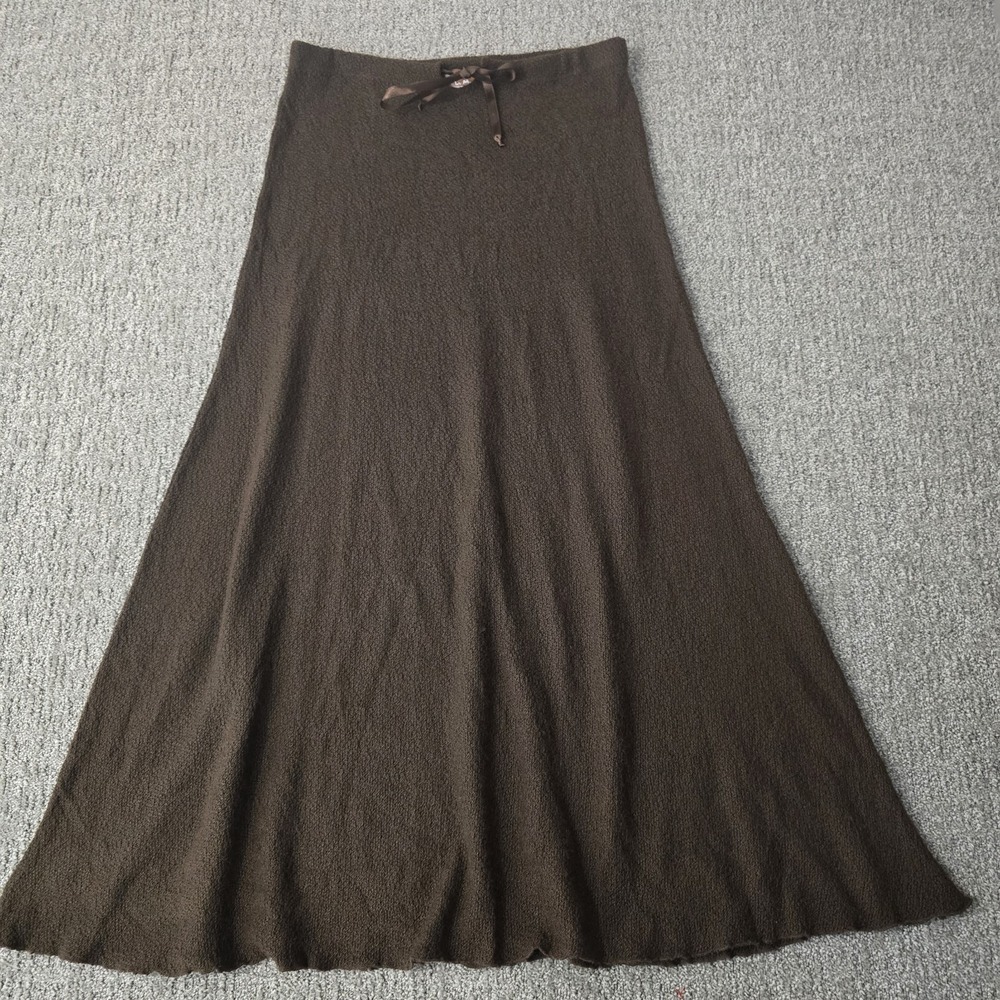 La Mesa Peru S Alpaca Blend Brown Knit Maxi Skirt Boho Minimalist